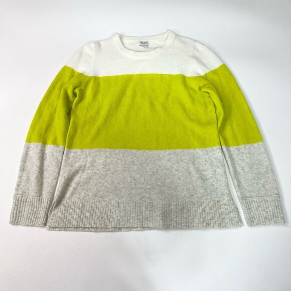 J.Crew Sweater Womens Medium Crew Neck Wool Blend Color Blocked Striped - Picture 1 of 8